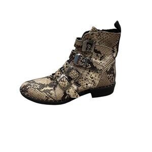 Snakeskin Ankle Boots Womens 9 Streetwear Statement Bold Moto Booties Comfort